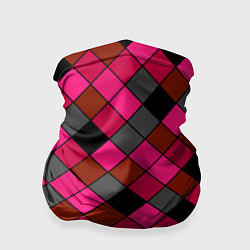 Бандана-труба Розово-красный геометрический узор, цвет: 3D-принт