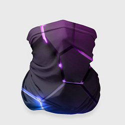 Бандана-труба Фиолетовый градиент - неоновые геометрические плит, цвет: 3D-принт