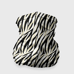 Бандана-труба Тигровый полосатый узор-черные, бежевые полосы на, цвет: 3D-принт