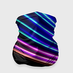 Бандана-труба Неоновые полосы на черном, цвет: 3D-принт