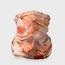 Бандана-труба Гранжевый цветочный узор, коралловый фон, цвет: 3D-принт