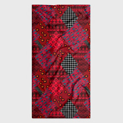 Бандана-труба Красный лоскутный узор пэчворк, цвет: 3D-принт — фото 2