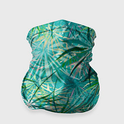 Бандана-труба Тропические листья на зеленом фоне, цвет: 3D-принт