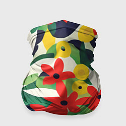 Бандана-труба Цветочный яркий паттерн, цвет: 3D-принт