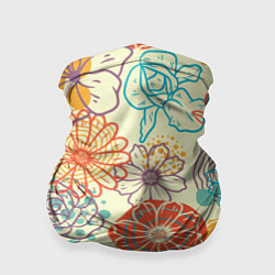 Бандана-труба Цветы и геометрические фигуры скетч, цвет: 3D-принт