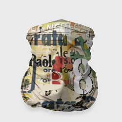 Бандана-труба Восьмёрка на фоне рваных афиш, цвет: 3D-принт
