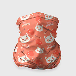 Бандана-труба Паттерн кот на персиковом фоне, цвет: 3D-принт