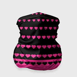 Бандана-труба Черные и розовые сердца узор, цвет: 3D-принт