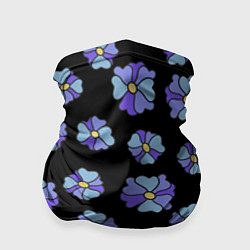 Бандана-труба Дудл цветы на черном - паттерн, цвет: 3D-принт
