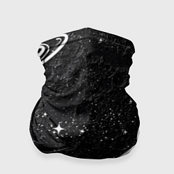 Бандана-труба Черно-белый Сатурн, цвет: 3D-принт