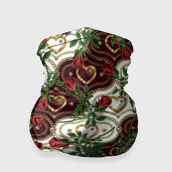Бандана-труба Романтика - сердечки и розы, цвет: 3D-принт