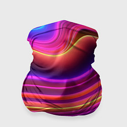 Бандана-труба Яркие неоновые волны, цвет: 3D-принт