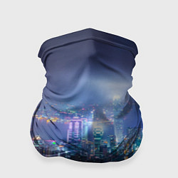 Бандана-труба Большой город в розово-голубых огнях, цвет: 3D-принт