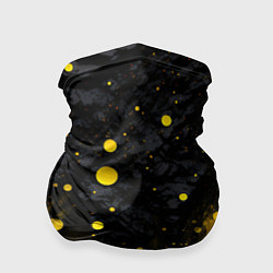 Бандана-труба Желтые брызги на черном фоне, цвет: 3D-принт