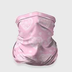 Бандана-труба Розовое кружево сердечки, цвет: 3D-принт