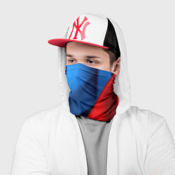 Бандана-труба Абстракция белый синий красный, цвет: 3D-принт — фото 2