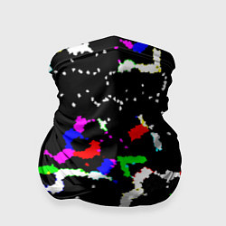 Бандана-труба Цветные угловатые фигуры на черном, цвет: 3D-принт