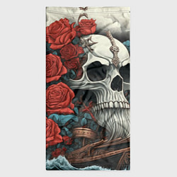 Бандана-труба Череп викинга на корабле с розами в стиле тату ире, цвет: 3D-принт — фото 2