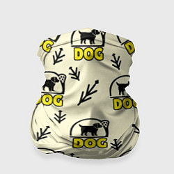 Бандана-труба Дог силуэт собаки и веточка, цвет: 3D-принт