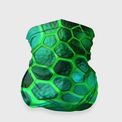 Бандана-труба Зеленые неоновые соты, цвет: 3D-принт