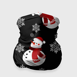 Бандана-труба Снеговички в зимних шапочках со снежинками, цвет: 3D-принт