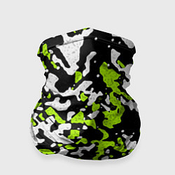 Бандана-труба Абстракция чёрно-зелёная, цвет: 3D-принт