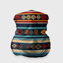 Бандана-труба Этнический орнамент в горизонтальную полоску, цвет: 3D-принт