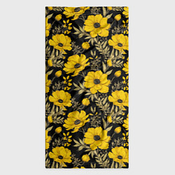 Бандана-труба Желтые цветы на черном фоне паттерн, цвет: 3D-принт — фото 2