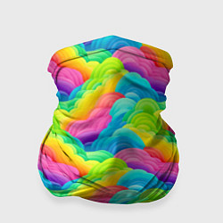 Бандана-труба Разноцветные облака из бумаги паттерн, цвет: 3D-принт