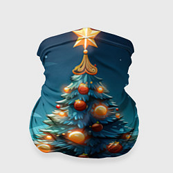 Бандана-труба Новогодняя елка с шарами, цвет: 3D-принт