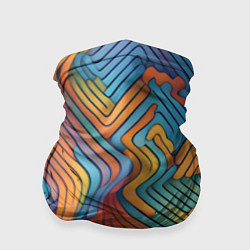 Бандана-труба Волнистые линии жёлтые и голубые, цвет: 3D-принт