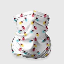 Бандана-труба Новогодняя разноцветная гирлянда, цвет: 3D-принт