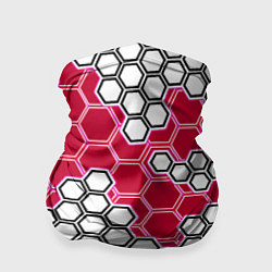 Бандана-труба Красная энерго-броня из шестиугольников, цвет: 3D-принт