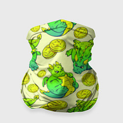 Бандана-труба Круглые драконы с монетами, зеленый, цвет: 3D-принт