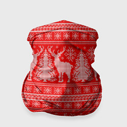 Бандана-труба Новогодний узор с оленями и елками, цвет: 3D-принт