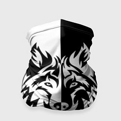 Бандана-труба Волк чёрно-белый, цвет: 3D-принт