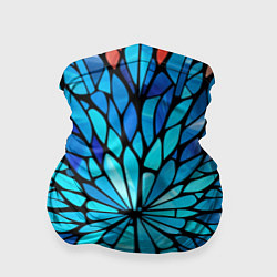 Бандана-труба Голубой витражный цветок, цвет: 3D-принт