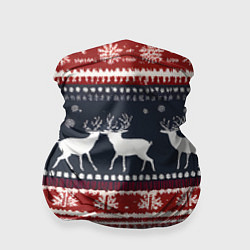 Бандана-труба Олени белые и красные свитер новогодний, цвет: 3D-принт