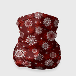 Бандана-труба Snowflakes on a red background, цвет: 3D-принт