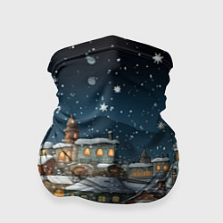 Бандана-труба Новогодний городок ночной, цвет: 3D-принт