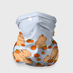 Бандана-труба Мем капибара и мандарины, цвет: 3D-принт