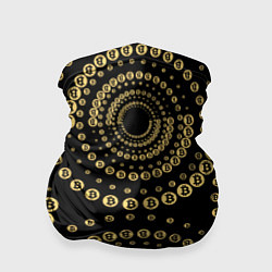 Бандана-труба Золотой Биткоин на черном, цвет: 3D-принт