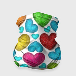 Бандана-труба Сердца нарисованные цветными карандашами, цвет: 3D-принт