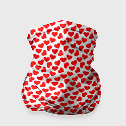 Бандана-труба Маленькие красные сердечки, цвет: 3D-принт