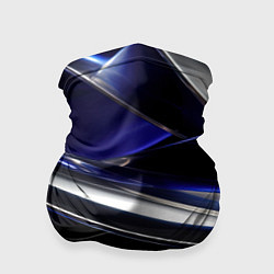 Бандана-труба Синие и серебреные абстрактные полосы, цвет: 3D-принт