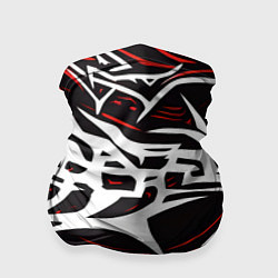 Бандана-труба Белые и красные агрессивные линии на чёрном фоне, цвет: 3D-принт