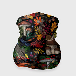 Бандана-труба Фон с лесными грибами, цвет: 3D-принт