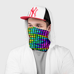 Бандана-труба Разноцветные квадраты на чёрном фоне, цвет: 3D-принт — фото 2