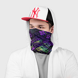 Бандана-труба Бабочки в фиолетовом креативном узоре, цвет: 3D-принт — фото 2