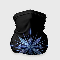 Бандана-труба Голубая снежинка на черном фоне, цвет: 3D-принт